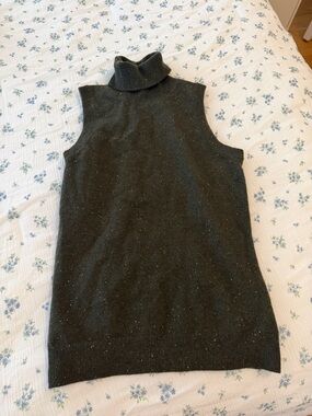 Anatomie Olive Green Speckled Knit Turtleneck Vest (cashmere)